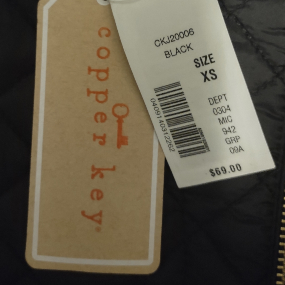 NWT Copper Key quilted black coat with detachable hood - Picture 7 of 9